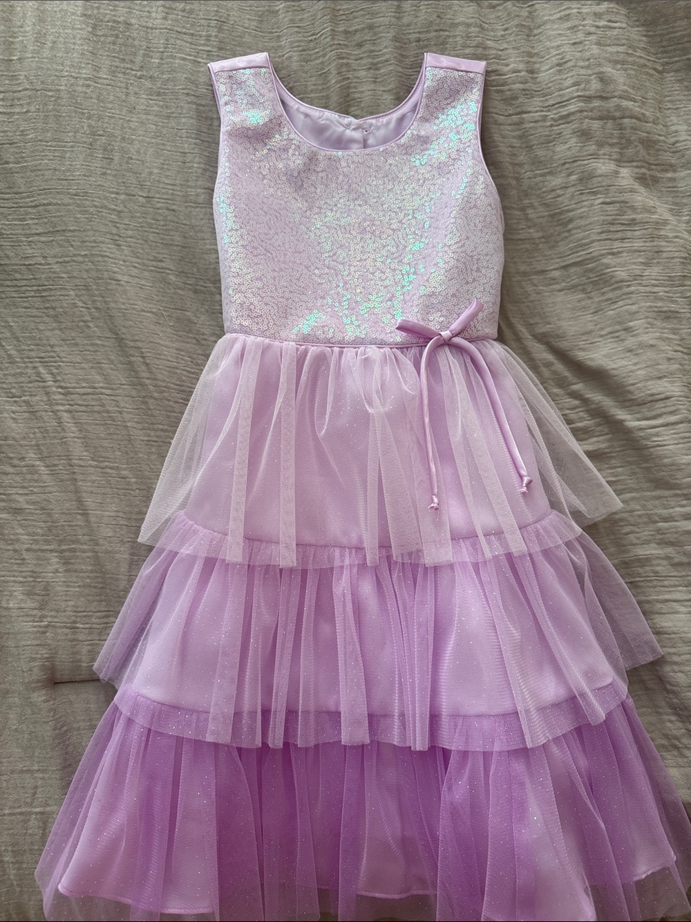 Jona Michelle Lilac Sparkle Tiered Tulle Dress Girl Purple Sequin